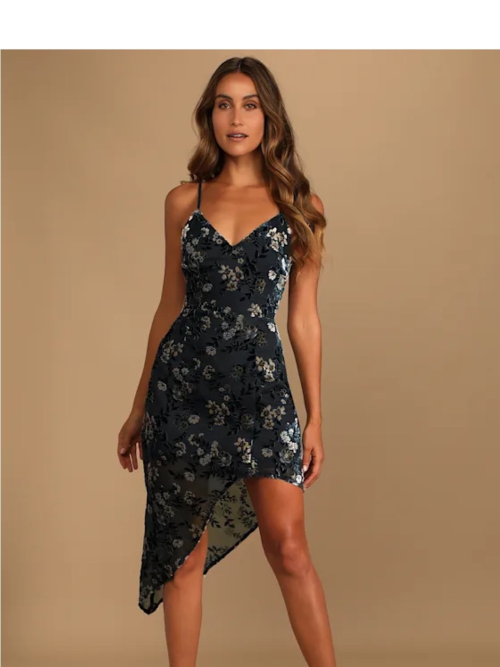 Lulus Evenings With You Floral Velvet Cocktail Dress